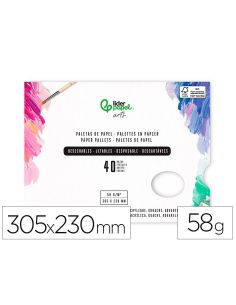 Paletas De Papel Desechables Liderpapel Para Pintura 40 Hojas Gramaje 58G/M2 Con Agujero Para Pulgar