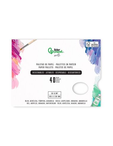 Paletas De Papel Desechables Liderpapel Para Pintura 40 Hojas Gramaje 58G/M2 Con Agujero Para Pulgar|Libreriasalesiana