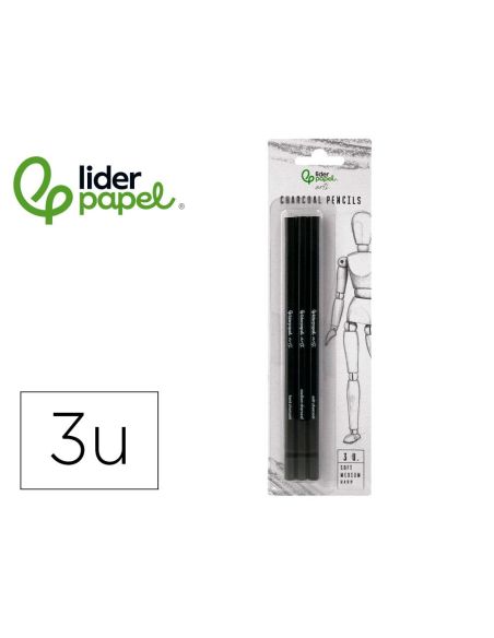 Lapices De Carboncillo Para Esbozos Liderpapel Caja De 3 Unidades Con Diferentes Durezas Certificado Fsc|Libreriasalesiana