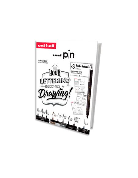 Set Iniciacion Uniball Pin Lettering Starter Nº2 Blister De 8 Rotuladores + 1 Portaminas