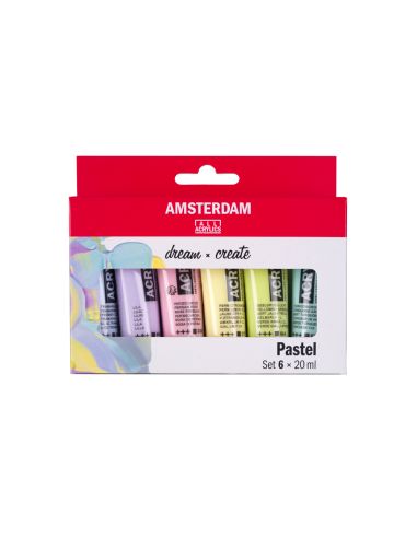 Pintura Acrilica Amsterdam 20 Ml Caja De 6 Colores Surtidos Pastel