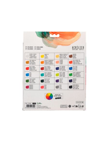 Pintura Acrilica Liderpapel Caja De 24 Tubos De Aluminio De 12 Ml Colores Surtidos