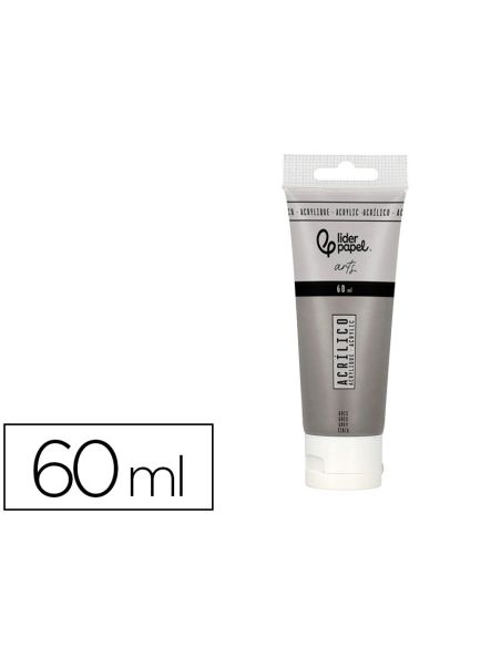 Pintura Acrilica Liderpapel Tubo De Plastico De 60 Ml Color Gris