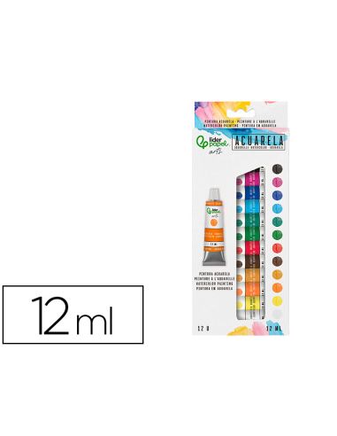 Pintura De Acuarela Liderpapel Caja De 12 Tubos De Aluminio De 12 Ml Colores Surtidos
