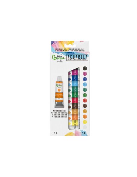 Pintura De Acuarela Liderpapel Caja De 12 Tubos De Aluminio De 12 Ml Colores Surtidos