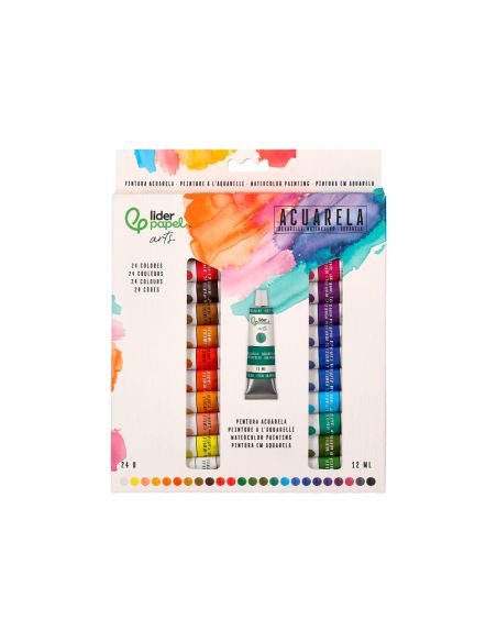 Pintura De Acuarela Liderpapel Caja De 24 Tubos De Aluminio De 12 Ml Colores Surtidos