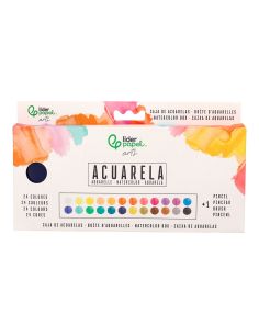Acuarela Liderpapel 24 Colores Con Pincel Estuche Metalico 2