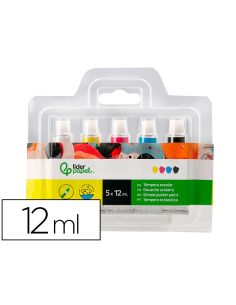 Tempera Liderpapel En Tubo De Alumino De 12 Ml Estuche De 5 Tubos Colores Primarios