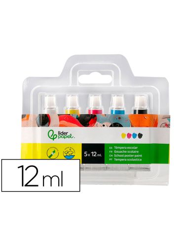 Tempera Liderpapel En Tubo De Alumino De 12 Ml Estuche De 5 Tubos Colores Primarios