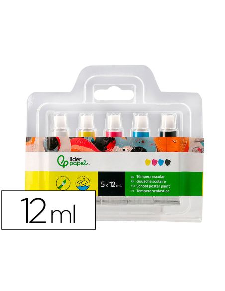Tempera Liderpapel En Tubo De Alumino De 12 Ml Estuche De 5 Tubos Colores Primarios