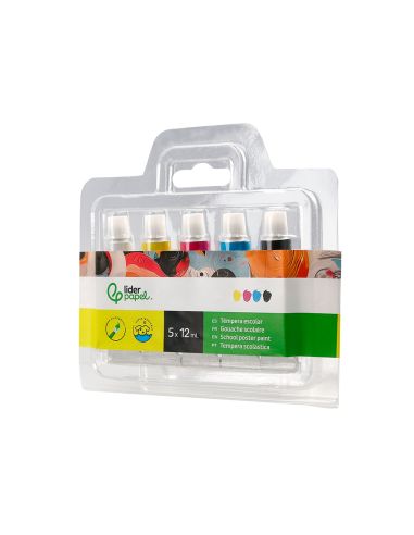 Tempera Liderpapel En Tubo De Alumino De 12 Ml Estuche De 5 Tubos Colores Primarios