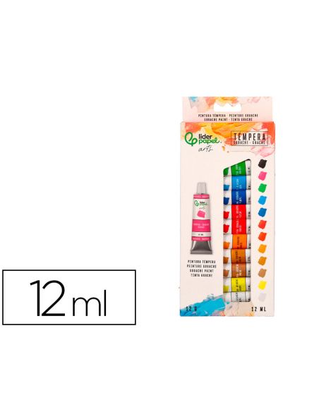 Pintura Gouache/Tempera Liderpapel Caja De 12 Tubos De Aluminio De 12 Ml Colores Surtidos