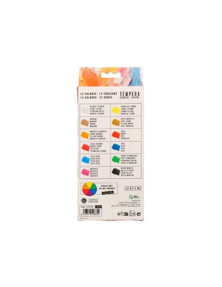 Pintura Gouache/Tempera Liderpapel Caja De 12 Tubos De Aluminio De 12 Ml Colores Surtidos