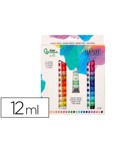 Pintura Gouache/Tempera Liderpapel Caja De 24 Tubos De Aluminio De 12 Ml Colores Surtidos|Libreriasalesiana