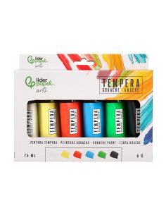 Pintura Gouache/Tempera Liderpapel Caja De 6 Tubos De Plastico De 75 Ml Colores Surtidos 2