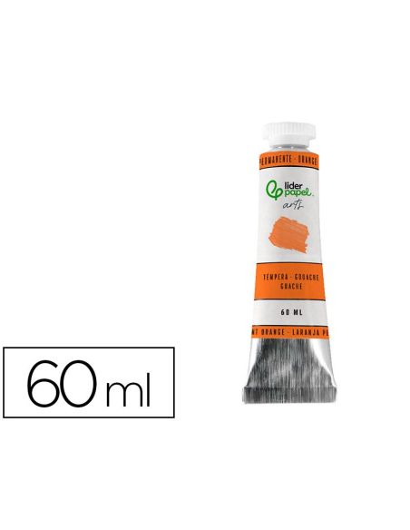 Pintura Gouache/Tempera Liderpapel Tubo De Aluminio De 60 Ml Color Naranja Permanente