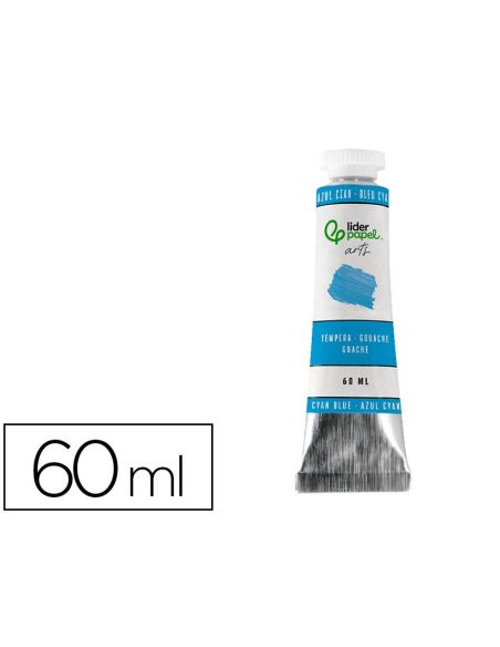 Pintura Gouache/Tempera Liderpapel Tubo De Aluminio De 60 Ml Color Azul Cian