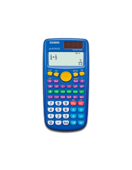 Calculadora Casio Fx-55 Plus Cientifica 240 Funciones Pantalla De Cuatro Lineas Solar Y Pila