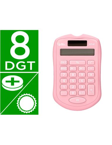 Calculadora Liderpapel Bolsillo Xf41 8 Digitos Solar Y Pilas Color Rosa 94X59,5X10,5Mm