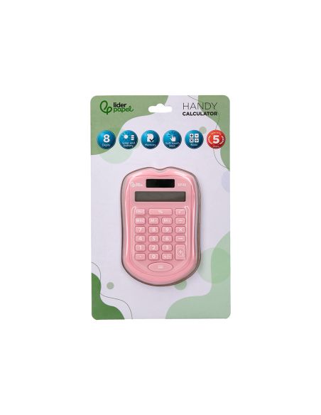 Calculadora Liderpapel Bolsillo Xf41 8 Digitos Solar Y Pilas Color Rosa 94X59,5X10,5Mm