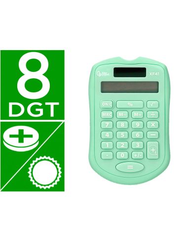 Calculadora Liderpapel Bolsillo Xf42 8 Digitos Solar Y Pilas Color Verde 94X59,5X10,5Mm