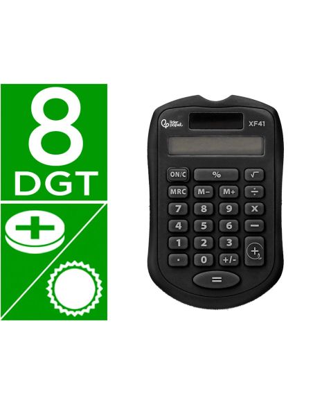 Calculadora Liderpapel Bolsillo Xf43 8 Digitos Solar Y Pilas Color Negro 94X59,5X10,5Mm