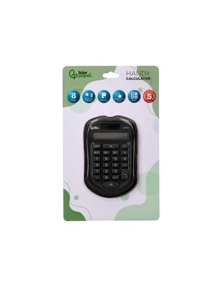 Calculadora Liderpapel Bolsillo Xf43 8 Digitos Solar Y Pilas Color Negro 94X59,5X10,5Mm