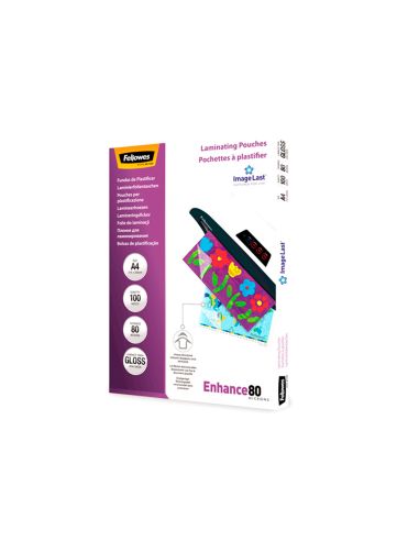 Bolsa De Plastificar Fellowes Brillo Din A4 80 Mc Pack De 100 Unidades