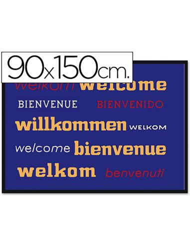 Alfombra Fast-Paperflow Antipolvo De Poliamido Bienvenido Azul 90X150 Cms
