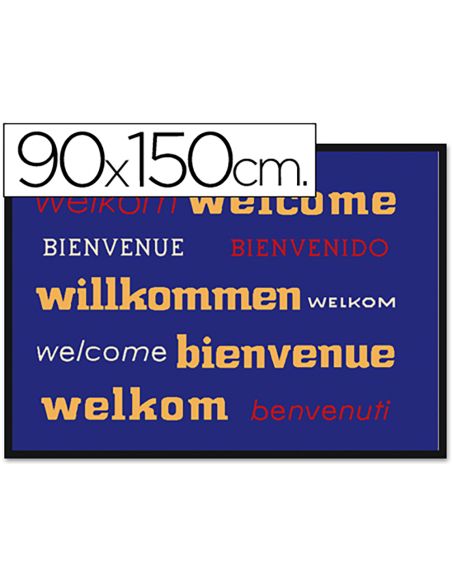 Alfombra Fast-Paperflow Antipolvo De Poliamido Bienvenido Azul 90X150 Cms