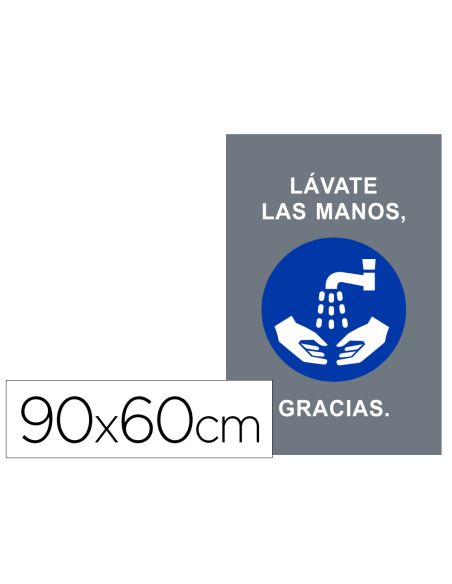Alfombra Para Suelo De Paso Novus Lavate Las Manos Gracias Fondo Gris 90X60 Cm