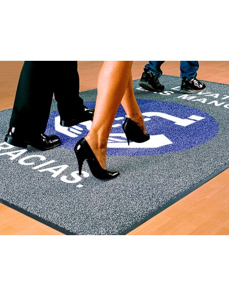 Alfombra Para Suelo De Paso Novus Lavate Las Manos Gracias Fondo Gris 90X60 Cm