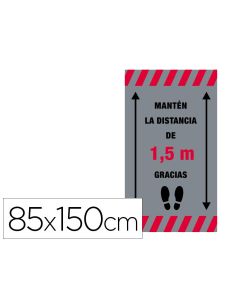 Alfombra Para Suelo De Paso Novus Manten La Distancia De 1,5 M Gracias Fondo Gris 85X150 Cm
