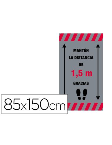 Alfombra Para Suelo De Paso Novus Manten La Distancia De 1,5 M Gracias Fondo Gris 85X150 Cm