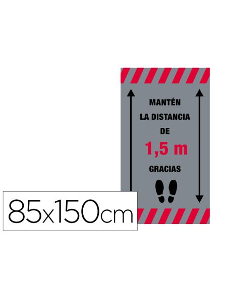 Alfombra Para Suelo De Paso Novus Manten La Distancia De 1,5 M Gracias Fondo Gris 85X150 Cm