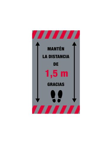 Alfombra Para Suelo De Paso Novus Manten La Distancia De 1,5 M Gracias Fondo Gris 85X150 Cm