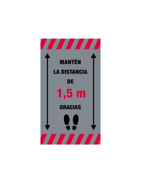 Alfombra Para Suelo De Paso Novus Manten La Distancia De 1,5 M Gracias Fondo Gris 85X150 Cm