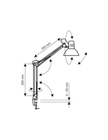 Lampara De Escritorio Maul Metal 57W Doble Brazo Cabezal Orientable Pinza Blanca