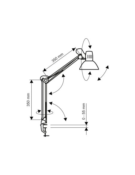Lampara De Escritorio Maul Metal 57W Doble Brazo Cabezal Orientable Pinza Blanca