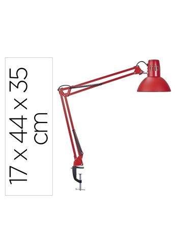 Lampara De Escritorio Maul Metal 57W Doble Brazo Cabezal Orientable Pinza Roja