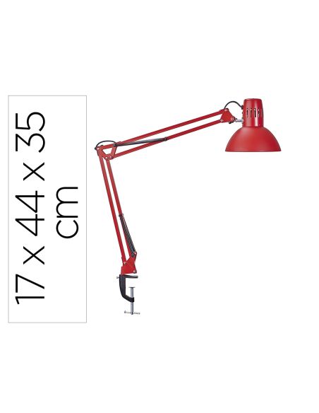 Lampara De Escritorio Maul Metal 57W Doble Brazo Cabezal Orientable Pinza Roja