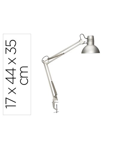 Lampara De Escritorio Maul Metal 57W Doble Brazo Cabezal Orientable Pinza Plateada