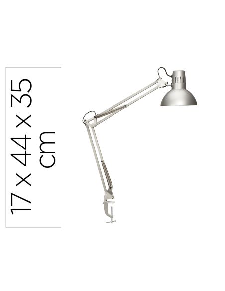 Lampara De Escritorio Maul Metal 57W Doble Brazo Cabezal Orientable Pinza Plateada