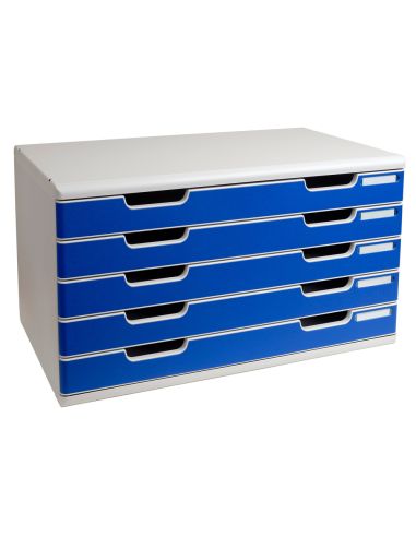 Modulo Cajones Sobremesa Exacompta System 5 Cajones Poliestireno Din A3 Azul/Gris 350X288X320 Mm