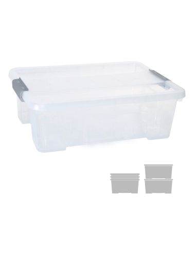 Caja De Almacenaje Archivo 2000 Polipropileno Apilable Y Encajable Con Tapa 10 Litros Transparente 280X400X130 Mm