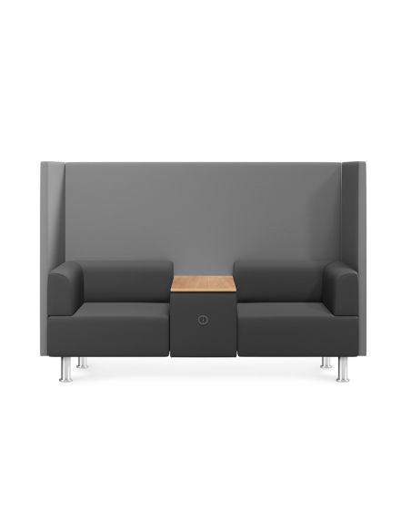 Sofa Rocada 2 Plazas + Mesa Tapizado Color Negro / Gris 200X129X68 Cm