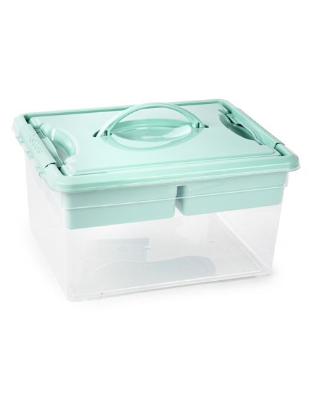 Caja Organizadora Plastico Plasticforte N 9 Con Bandeja Colores Surtidos 27X34X18 Cm