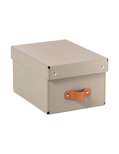 Caja De Almacenaje Leitz Carton Pequeña Con Asa De Piel Color Beige Pack De 2 Unidades
