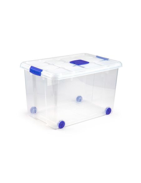 Contenedor De Plastico Plasticforte 55 Litros N 4 Transparente Con Tapa 590X400X350 Mm