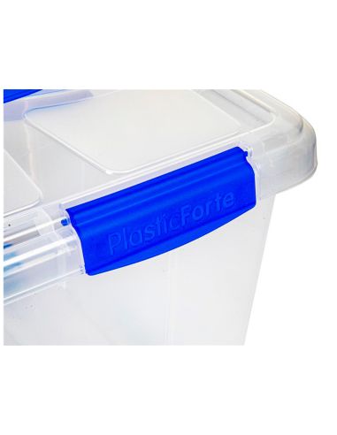 Contenedor De Plastico Plasticforte 55 Litros N 4 Transparente Con Tapa 590X400X350 Mm